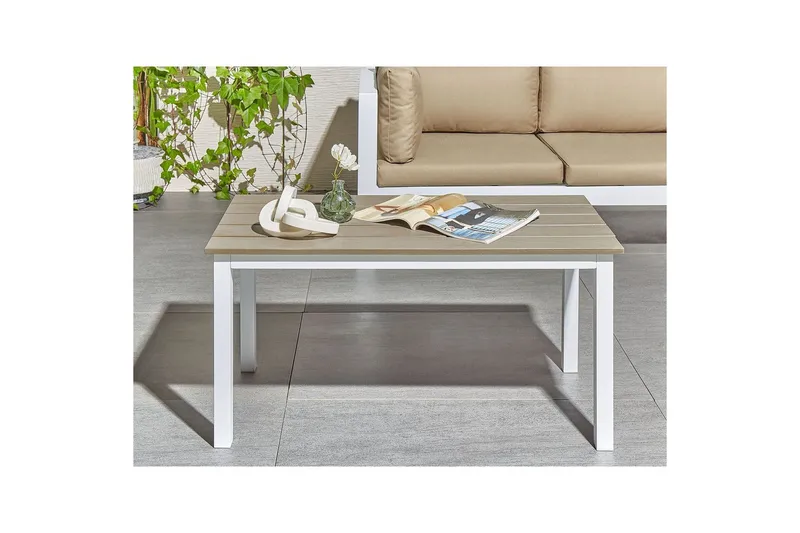 Trädgårdsbord Beliani Messina Ljus trä/vit, 52x96x50 cm Light wood||White - Puutarhakalusteet - Terassipöydät - Ruokapöytä terassille