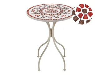 Trädgårdsbord Beliani Spello White||Red||Grey - Puutarhakalusteet - Terassipöydät - Kahvilapöytä