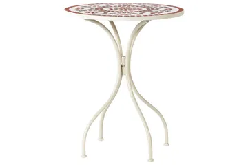 Trädgårdsbord Beliani Spello White||Red||Grey - Puutarhakalusteet - Terassipöydät - Kahvilapöytä