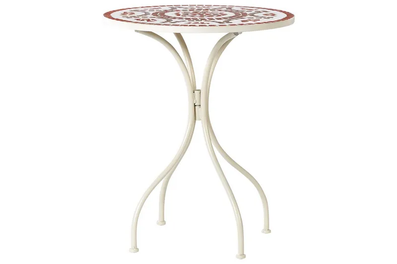 Trädgårdsbord Beliani Spello White||Red||Grey - Puutarhakalusteet - Terassipöydät - Kahvilapöytä