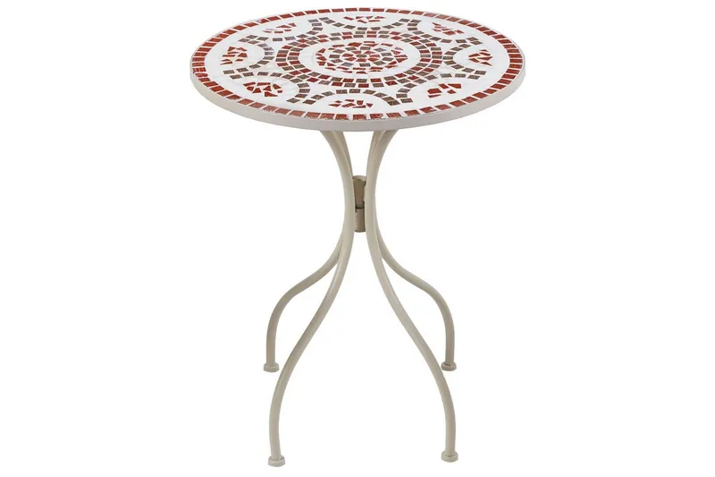 Trädgårdsbord Beliani Spello White||Red||Grey - Puutarhakalusteet - Terassipöydät - Kahvilapöytä