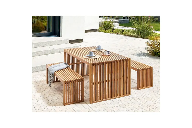 Trädgårdsbord Beliani Sulzano Light wood - Puutarhakalusteet - Terassipöydät - Ruokapöytä terassille
