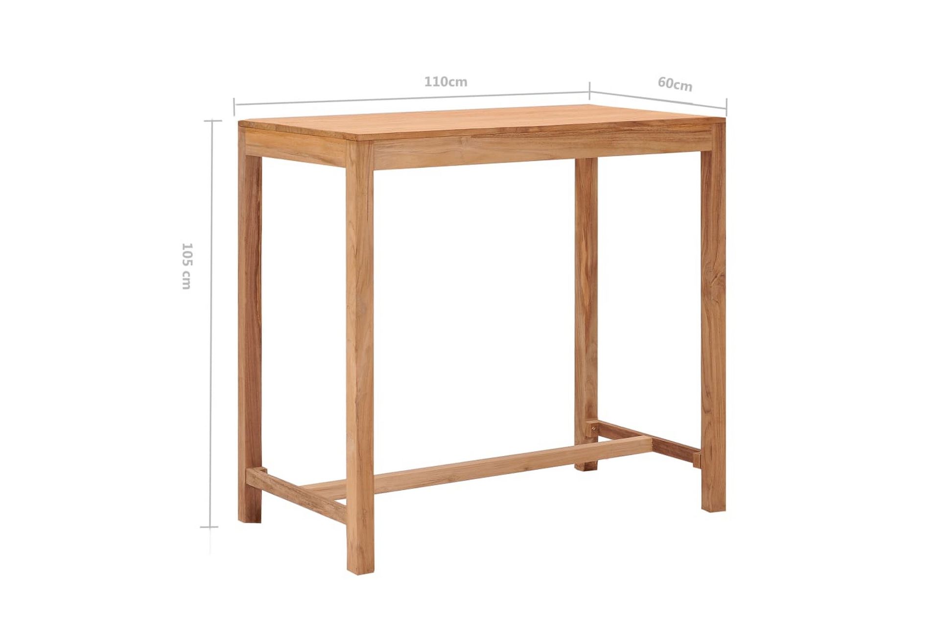Ulkobaaripöytä 110x60x105 cm täysi tiikki - Puutarhakalusteet - Terassipöydät - Ruokapöytä terassille