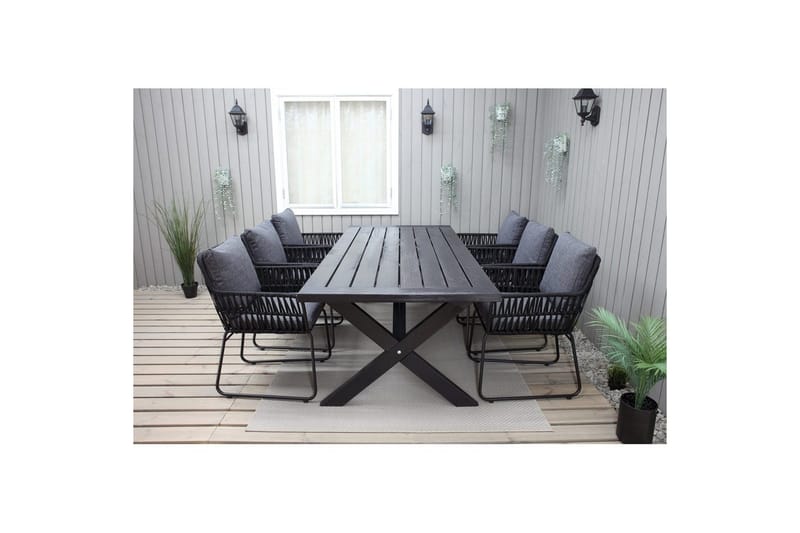Ulkopöytä Oxford 220 Musta - Musta - Puutarhakalusteet - Terassipöydät - Ruokapöytä terassille