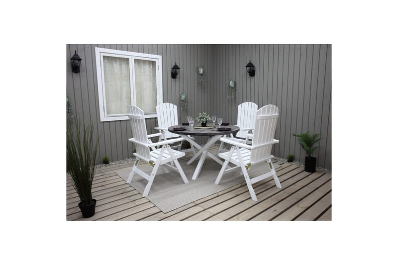 Ulkopöytä Scottsdale Round - Shabby Chic Harmaa ja valkoiset jalat - Puutarhakalusteet - Terassipöydät - Ruokapöytä terassille