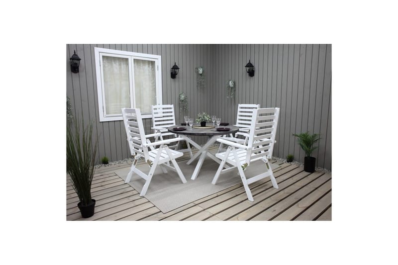 Ulkopöytä Scottsdale Round - Shabby Chic Harmaa ja valkoiset jalat - Puutarhakalusteet - Terassipöydät - Ruokapöytä terassille