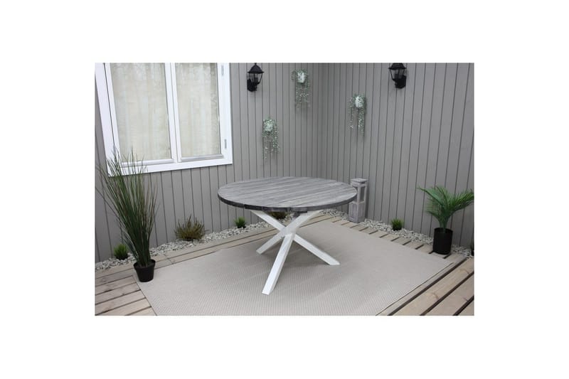 Ulkopöytä Scottsdale Round - Shabby Chic Harmaa ja valkoiset jalat - Puutarhakalusteet - Terassipöydät - Ruokapöytä terassille