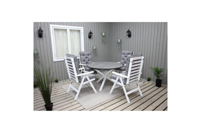 Ulkopöytä Scottsdale Round - Shabby Chic Harmaa ja valkoiset jalat - Puutarhakalusteet - Terassipöydät - Ruokapöytä terassille