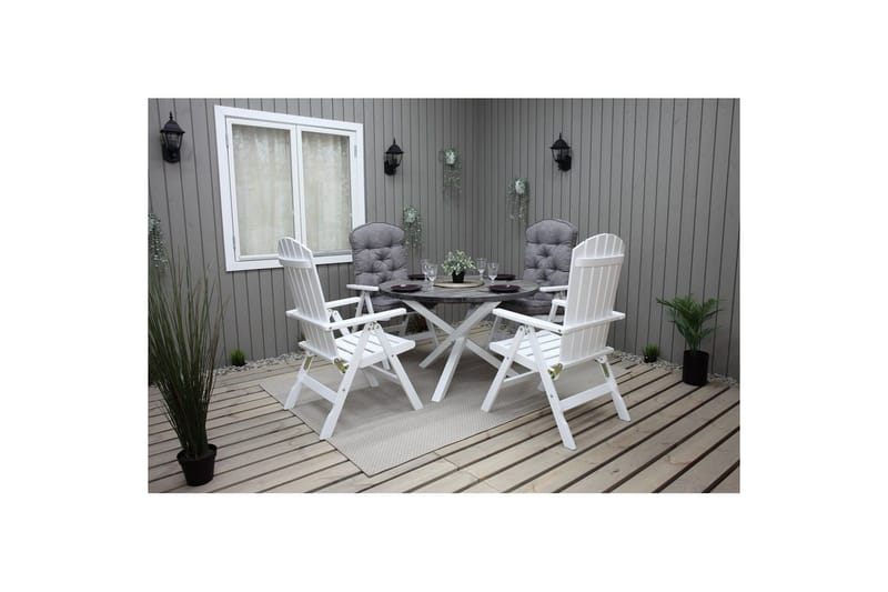 Ulkopöytä Scottsdale Round - Shabby Chic Harmaa ja valkoiset jalat - Puutarhakalusteet - Terassipöydät - Ruokapöytä terassille