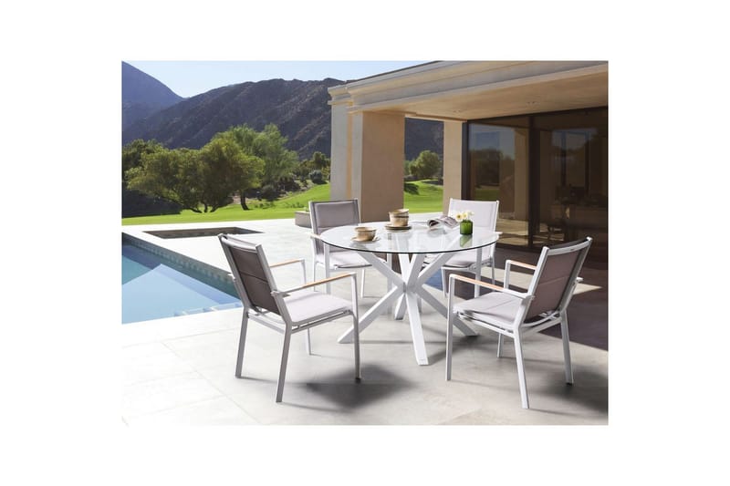 Ympäri pöydän Maletto - Valkoinen, läpinäkyvä - Puutarhakalusteet - Terassipöydät - Ruokapöytä terassille