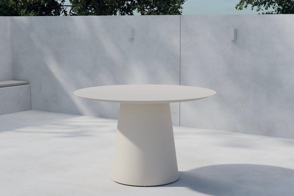 Lanzo pyöreä ruokapöytä 120 cm ulkokäyttöön - Beige