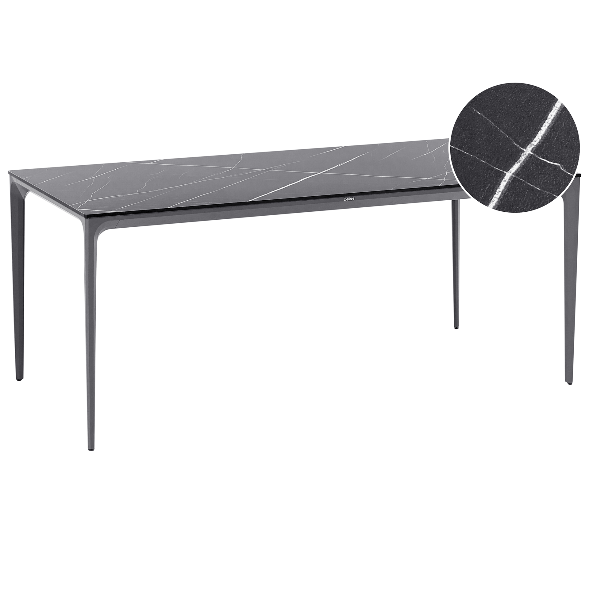 Ruokapöytä ulos Sovareto 90x180 cm marmorieffekti - Musta/Harmaa