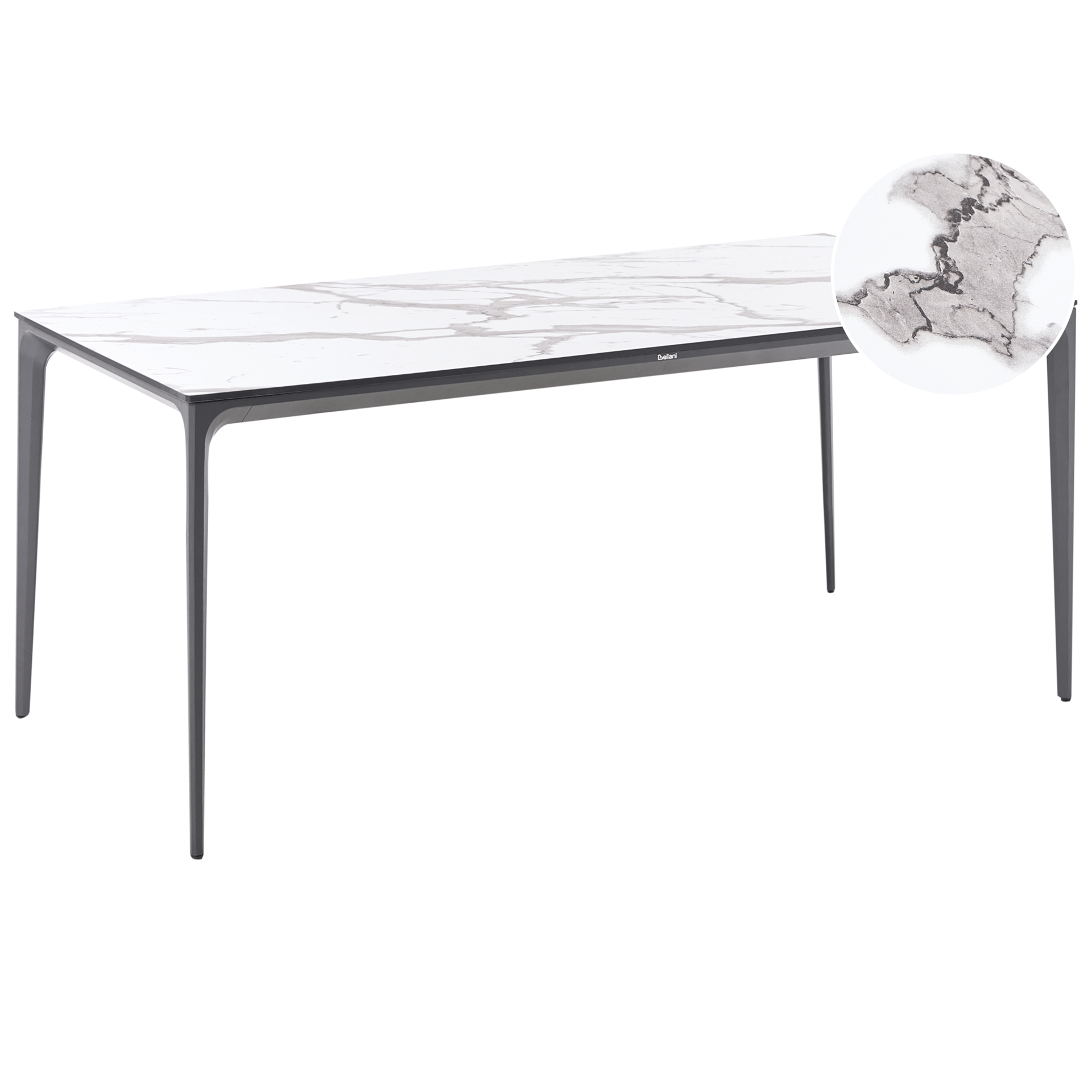 Ruokapöytä ulos Sovareto 90x180 cm marmorieffekti - Valkoinen/harmaa