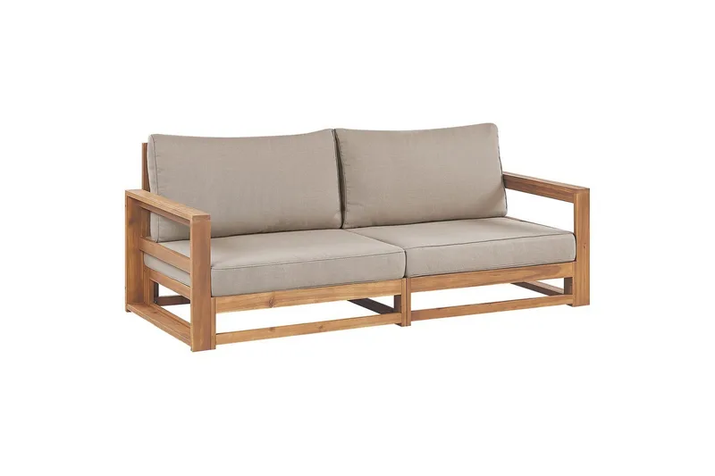2-sitssoffa Beliani Timor Ljus trä/grått/beige, Ja Light wood||Grey||Beige, undefined