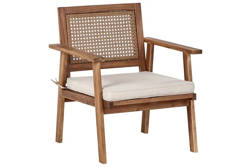 2-sitssoffa med fåtöljer Beliani Arenella Light wood||Beige - Puutarhakalusteet - Terassiryhmät - Sohvaryhmät ulos