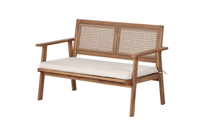 2-sitssoffa med fåtöljer Beliani Arenella Light wood||Beige - Puutarhakalusteet - Terassiryhmät - Sohvaryhmät ulos