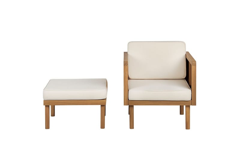 2-sitssoffa med fåtöljer Beliani Baratti Light wood||Beige - Puutarhakalusteet - Terassiryhmät - Sohvaryhmät ulos