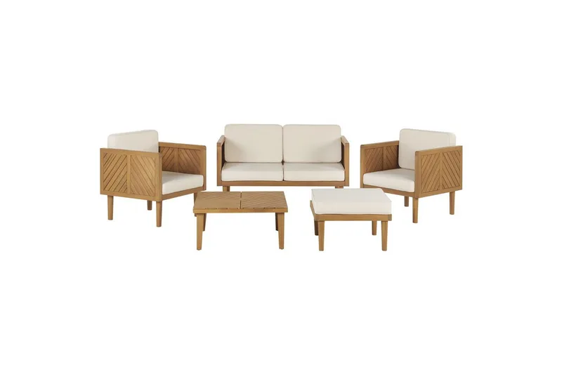 2-sitssoffa med fåtöljer Beliani Baratti Light wood||Beige, undefined