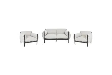 2-sitssoffa med fåtöljer Beliani Esperia Grey, Black - Puutarhakalusteet - Terassiryhmät - Sohvaryhmät ulos