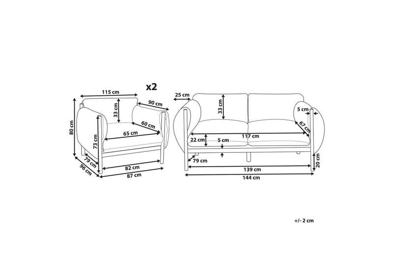 2-sitssoffa med fåtöljer Beliani Esperia Grey, Black - Puutarhakalusteet - Terassiryhmät - Sohvaryhmät ulos