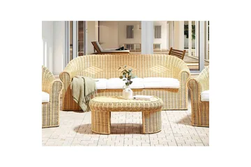 3-sitssoffa Beliani Livadeia Natural||White - Puutarhakalusteet - Terassiryhmät - Terassisohvat