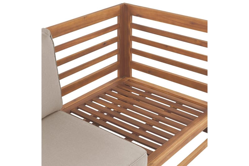 3-sitssoffa Beliani Trani Ljus trä/grått/beige, Ja Light wood||Grey||Beige - Puutarhakalusteet - Terassiryhmät - Terassisohvat