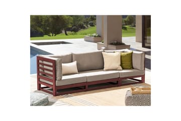 3-sitssoffa Beliani Trani Mörkt trä/grått/beige, Nej Dark wood||Grey||Beige - Puutarhakalusteet - Terassiryhmät - Terassisohvat