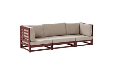 3-sitssoffa Beliani Trani Mörkt trä/grått/beige, Nej Dark wood||Grey||Beige - Puutarhakalusteet - Terassiryhmät - Terassisohvat