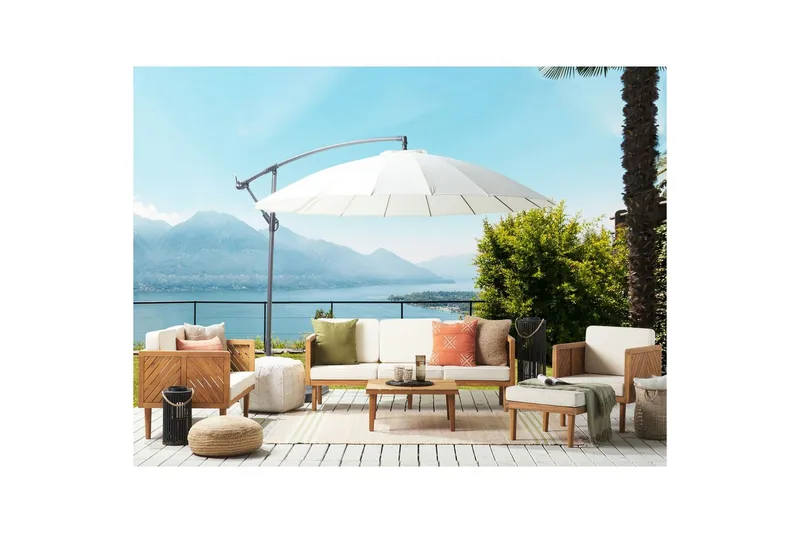 3-sitssoffa med fåtöljer Beliani Baratti Light wood||Beige - Puutarhakalusteet - Terassiryhmät - Sohvaryhmät ulos