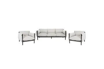 3-sitssoffa med fåtöljer Beliani Esperia Grey, Black - Puutarhakalusteet - Terassiryhmät - Sohvaryhmät ulos