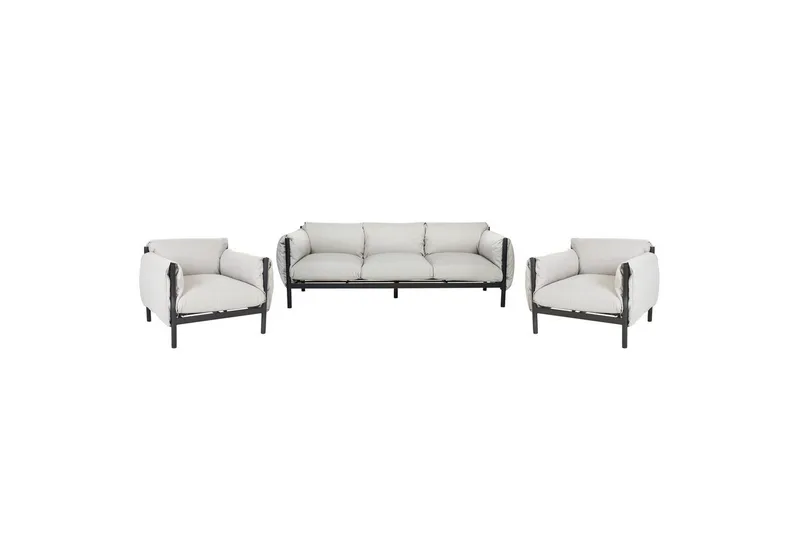 3-sitssoffa med fåtöljer Beliani Esperia Grey, Black, undefined