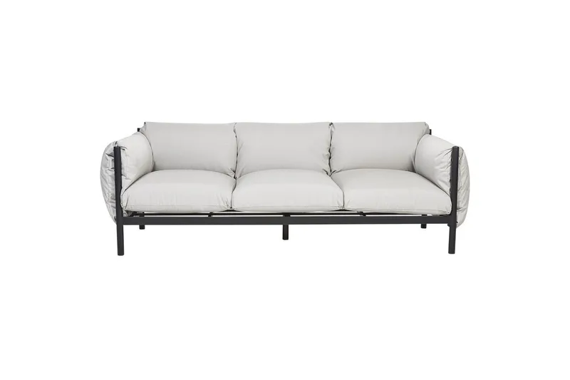 3-sitssoffa med fåtöljer Beliani Esperia Grey, Black - Puutarhakalusteet - Terassiryhmät - Sohvaryhmät ulos