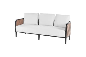 3-sitssoffa med fåtöljer Beliani Montefalco White||Black - Puutarhakalusteet - Terassiryhmät - Sohvaryhmät ulos