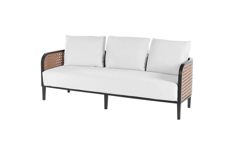 3-sitssoffa med fåtöljer Beliani Montefalco White||Black - Puutarhakalusteet - Terassiryhmät - Sohvaryhmät ulos