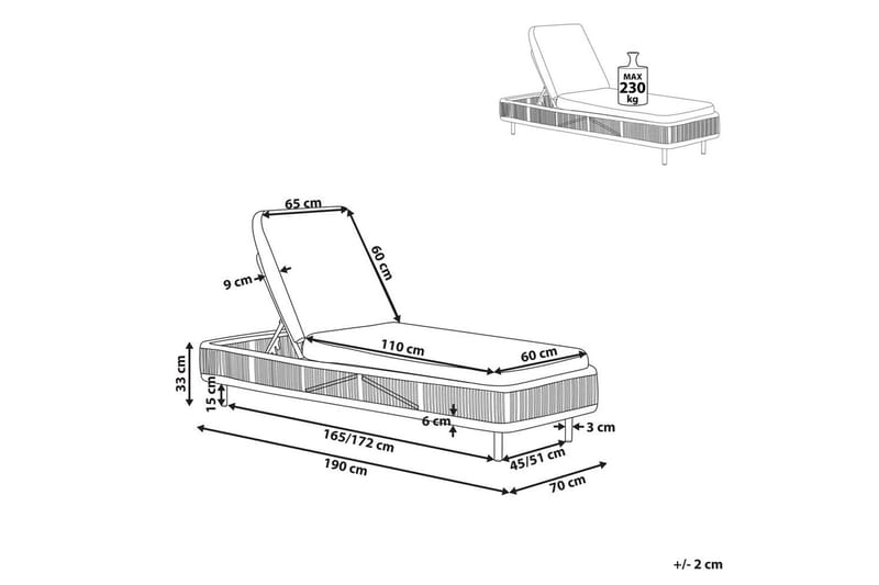 Aurinkotuoli Osini - Luonnollinen, beige - Puutarhakalusteet - Terassiryhmät - Aurinkovuode