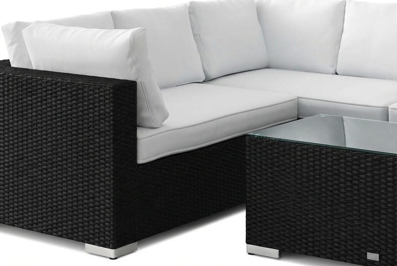 Bahamas L-muotoinen ulkosohva oikea, 6-hengen, pöytä - Musta - Puutarhakalusteet - Terassiryhmät - Oleskeluryhmät