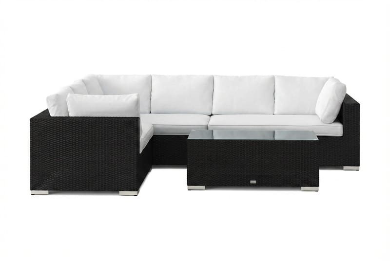 Bahamas L-muotoinen ulkosohva oikea, 6-hengen, pöytä - Musta - Puutarhakalusteet - Terassiryhmät - Oleskeluryhmät