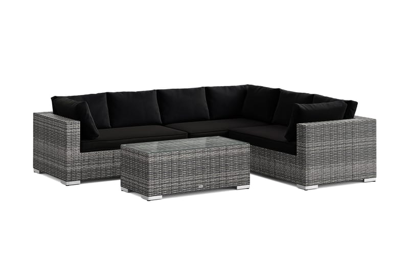 Bahamas L-muotoinen ulkosohva vasen, 6-hengen, pöytä - Harmaa - Puutarhakalusteet - Terassiryhmät - Oleskeluryhmät