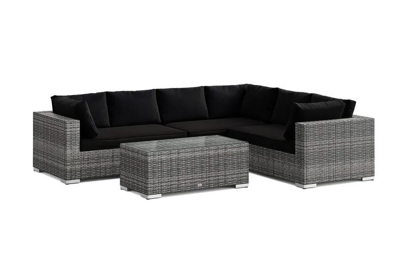 Bahamas L-muotoinen ulkosohva vasen, 6-hengen, pöytä, Harmaa