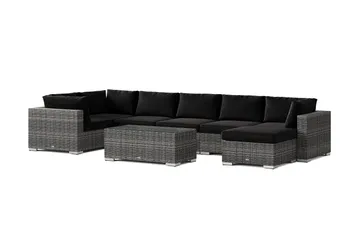 Bahamas U-muotoinen ulkolounge-ryhmä 7-hengen, käännettävä divaani ja pöytä