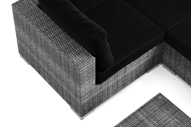 Bahamas U-muotoinen ulkolounge-ryhmä 7-hengen, käännettävä divaani ja pöytä - Harmaa - Puutarhakalusteet - Terassiryhmät - Oleskeluryhmät