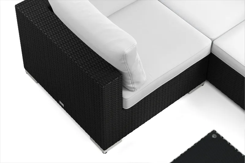 Bahamas U-muotoinen ulkolounge-ryhmä 7-hengen, käännettävä divaani ja pöytä - Musta - Puutarhakalusteet - Terassiryhmät - Oleskeluryhmät