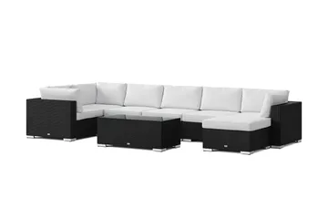 Bahamas U-muotoinen ulkolounge-ryhmä 7-hengen, käännettävä divaani ja pöytä