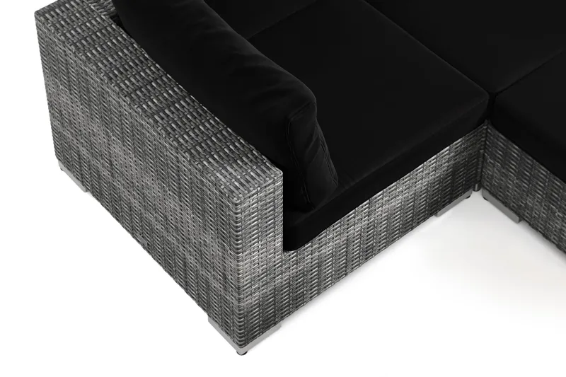 Bahamas U-muotoinen ulkolounge-ryhmä 8-hengen, käännettävä divaani ja pöytä hyllyllä - Harmaa - Puutarhakalusteet - Terassiryhmät - Oleskeluryhmät