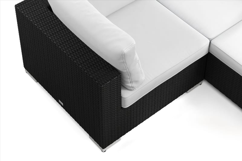Bahamas U-muotoinen ulkolounge-ryhmä 8-hengen, käännettävä divaani ja pöytä hyllyllä - Musta - Puutarhakalusteet - Terassiryhmät - Oleskeluryhmät