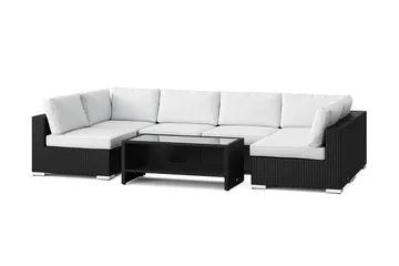 Bahamas U-muotoinen ulkolounge-ryhmä avoimella päädyllä, 6-hengen, pöytä ja hylly