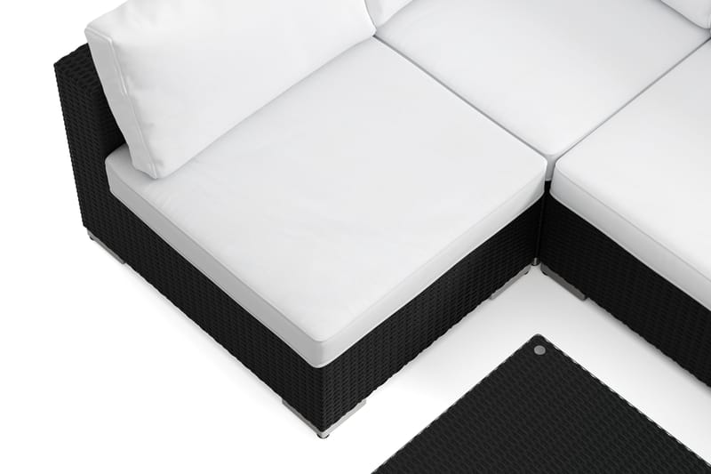 Bahamas U-muotoinen ulkolounge-ryhmä avoimella päädyllä, 6-hengen, pöytä - Musta - Puutarhakalusteet - Terassiryhmät - Oleskeluryhmät