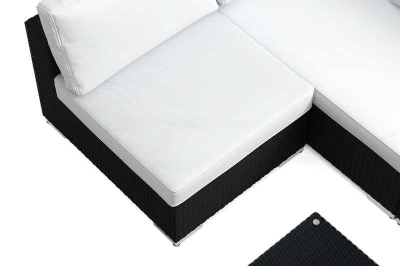 Bahamas U-muotoinen ulkolounge-ryhmä avoimella päädyllä, 7-hengen, pöytä - Musta - Puutarhakalusteet - Terassiryhmät - Oleskeluryhmät