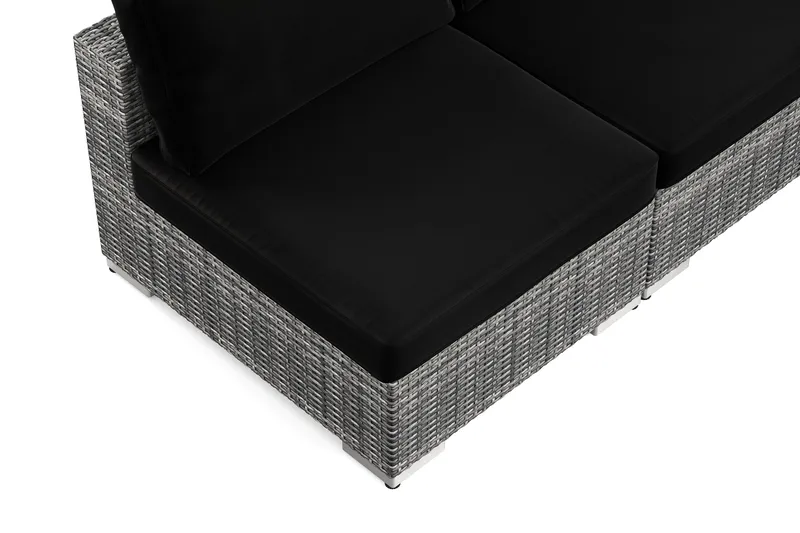 Bahamas U-muotoinen ulkolounge-ryhmä avoimella päädyllä, 9-hengen, pöytä - Harmaa - Puutarhakalusteet - Terassiryhmät - Oleskeluryhmät