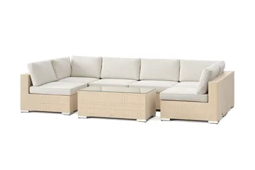 Bahamas U-muotoinen ulkolounge-ryhmä avoimella päädyllä, 6-hengen, pöytä